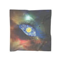 Starry Eye Poly Scarf — Artistic Galaxy Print Silk-Like Accessory
