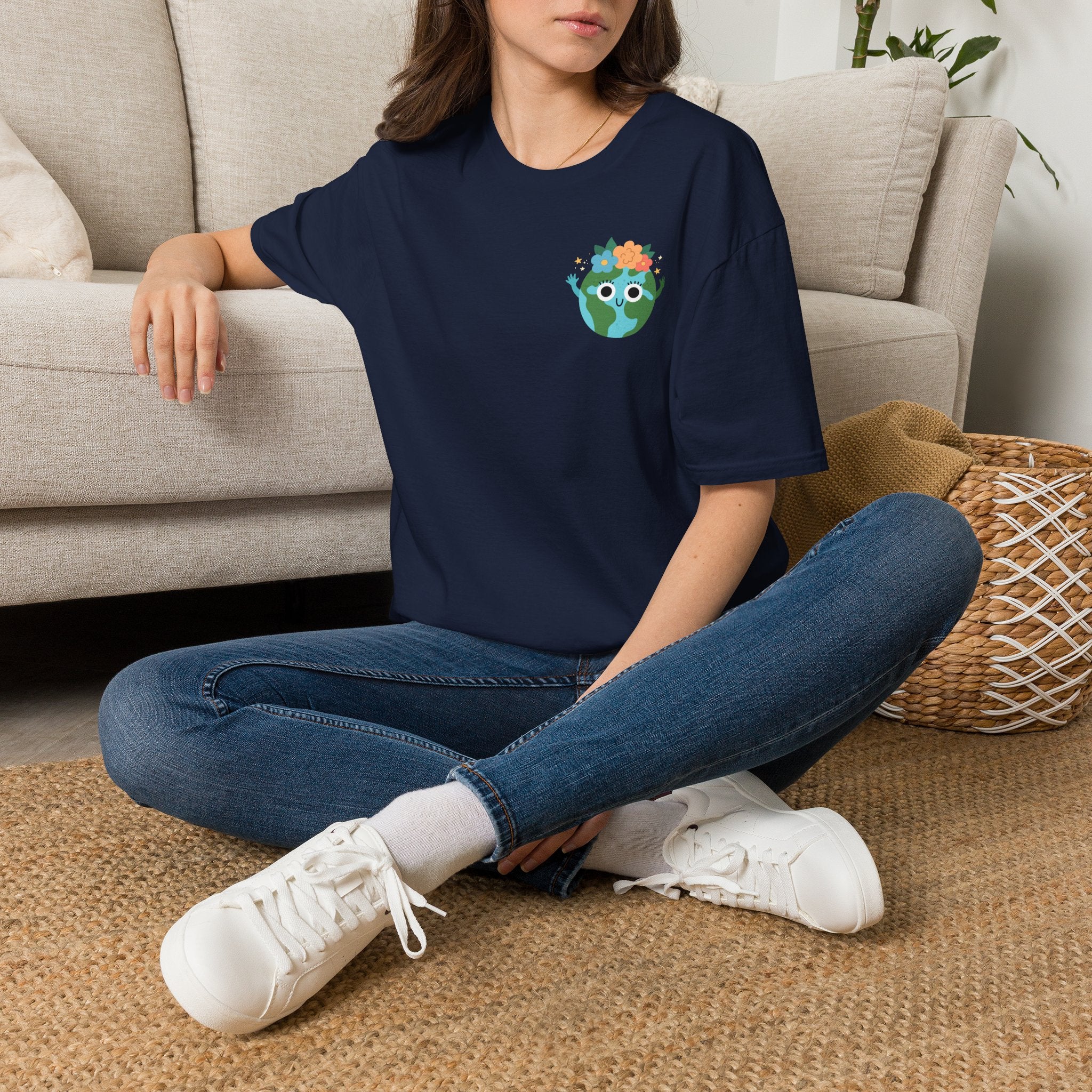 Earth Buddy Graphic T-Shirt — Cute Floral Globe Design