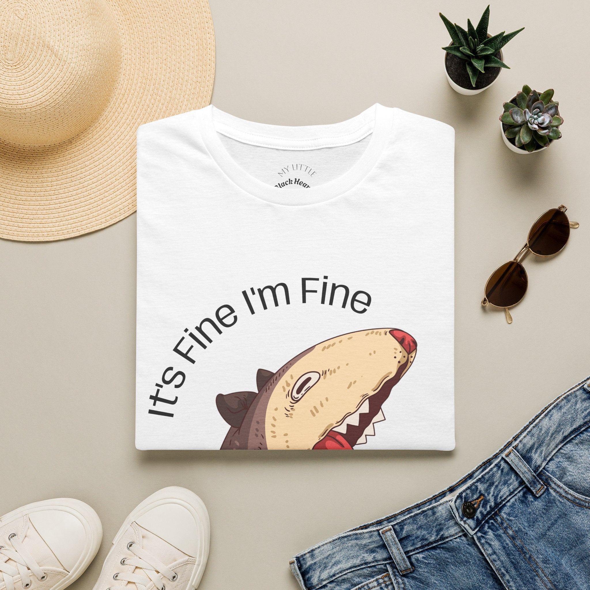 T-Shirt — 'It's Fine I'm Fine Everything Is Fine' Shark Graphic Tee