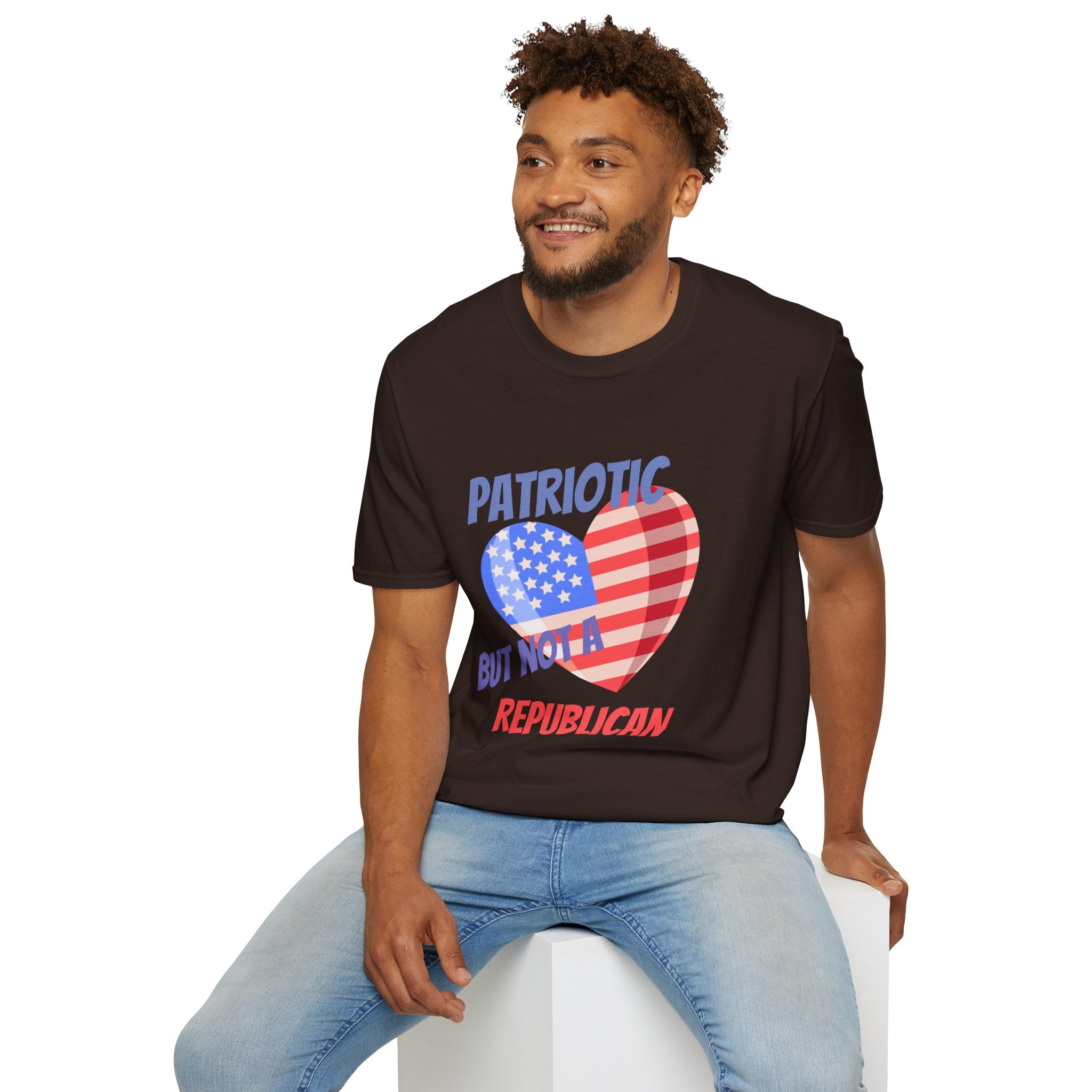 Patriotic Heart T-Shirt — "Patriotic but Not a Republican" Graphic Tee