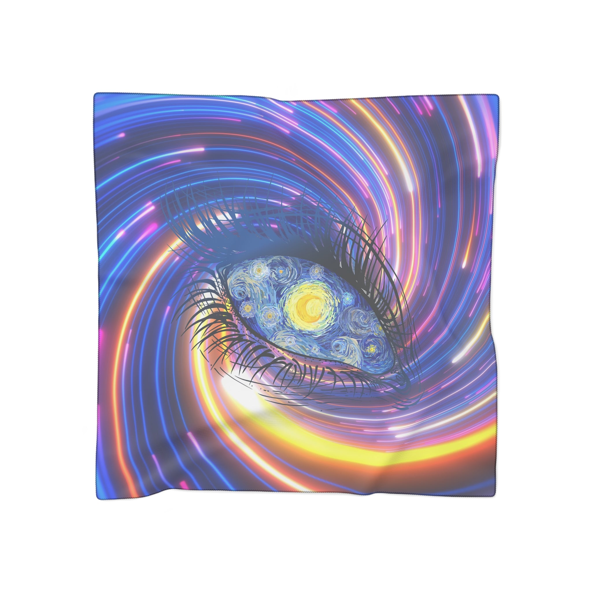 Dreamscape Eye Silk Scarf — Starry Night Swirl Art Print