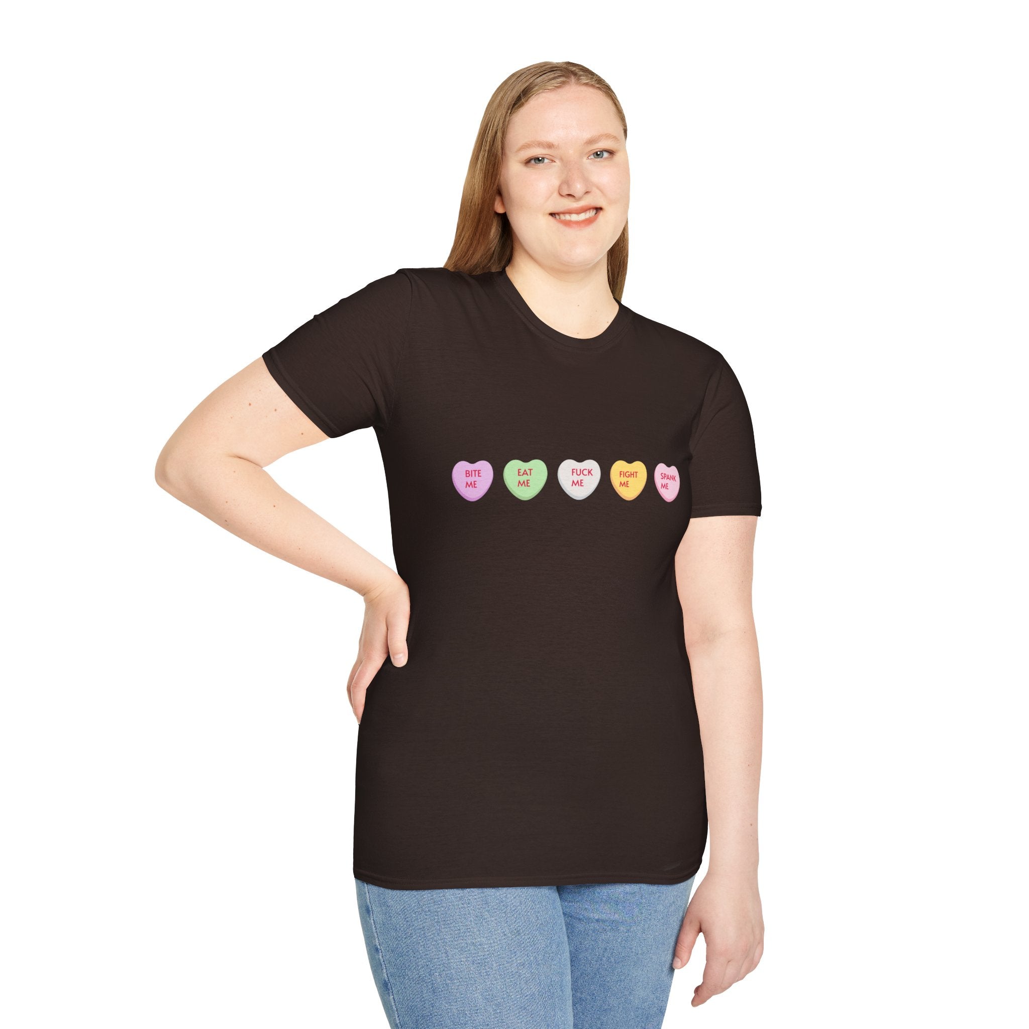Conversation Heart Slogans T-Shirt — Playful Candy Heart Messages