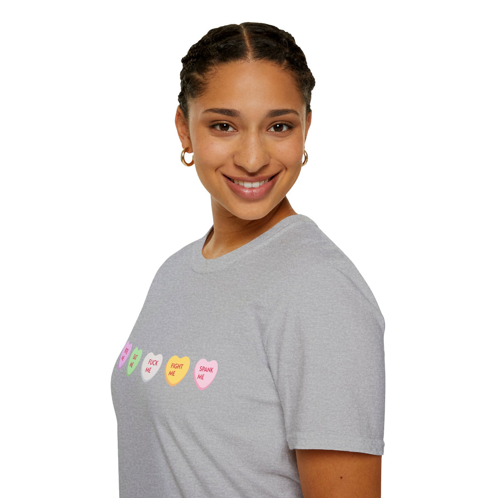Conversation Heart Slogans T-Shirt — Playful Candy Heart Messages