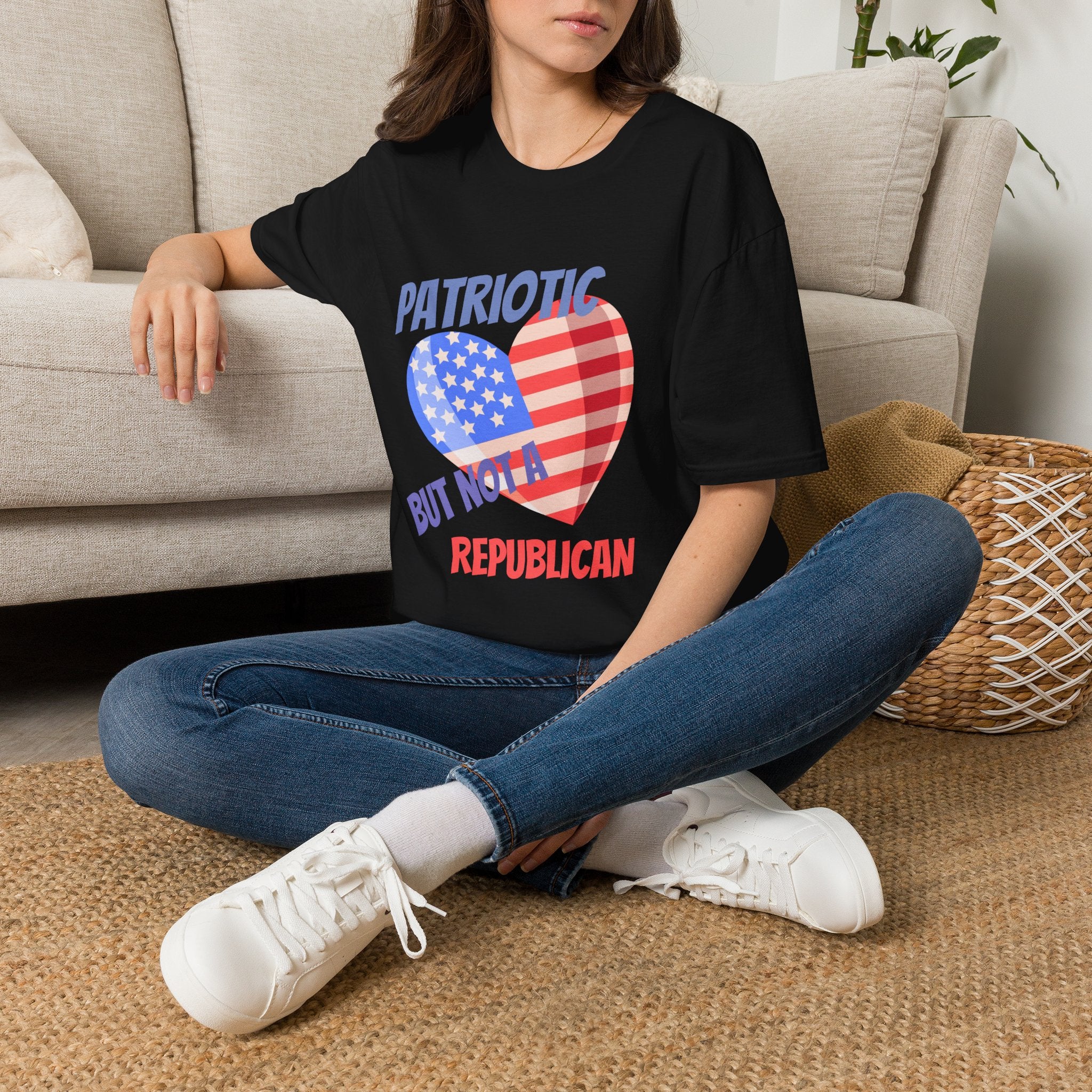 Patriotic Heart T-Shirt — "Patriotic but Not a Republican" Graphic Tee