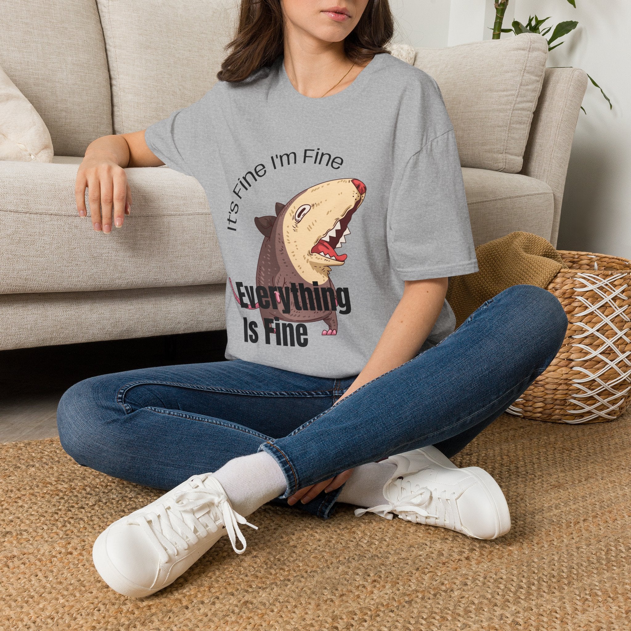 T-Shirt — 'It's Fine I'm Fine Everything Is Fine' Shark Graphic Tee