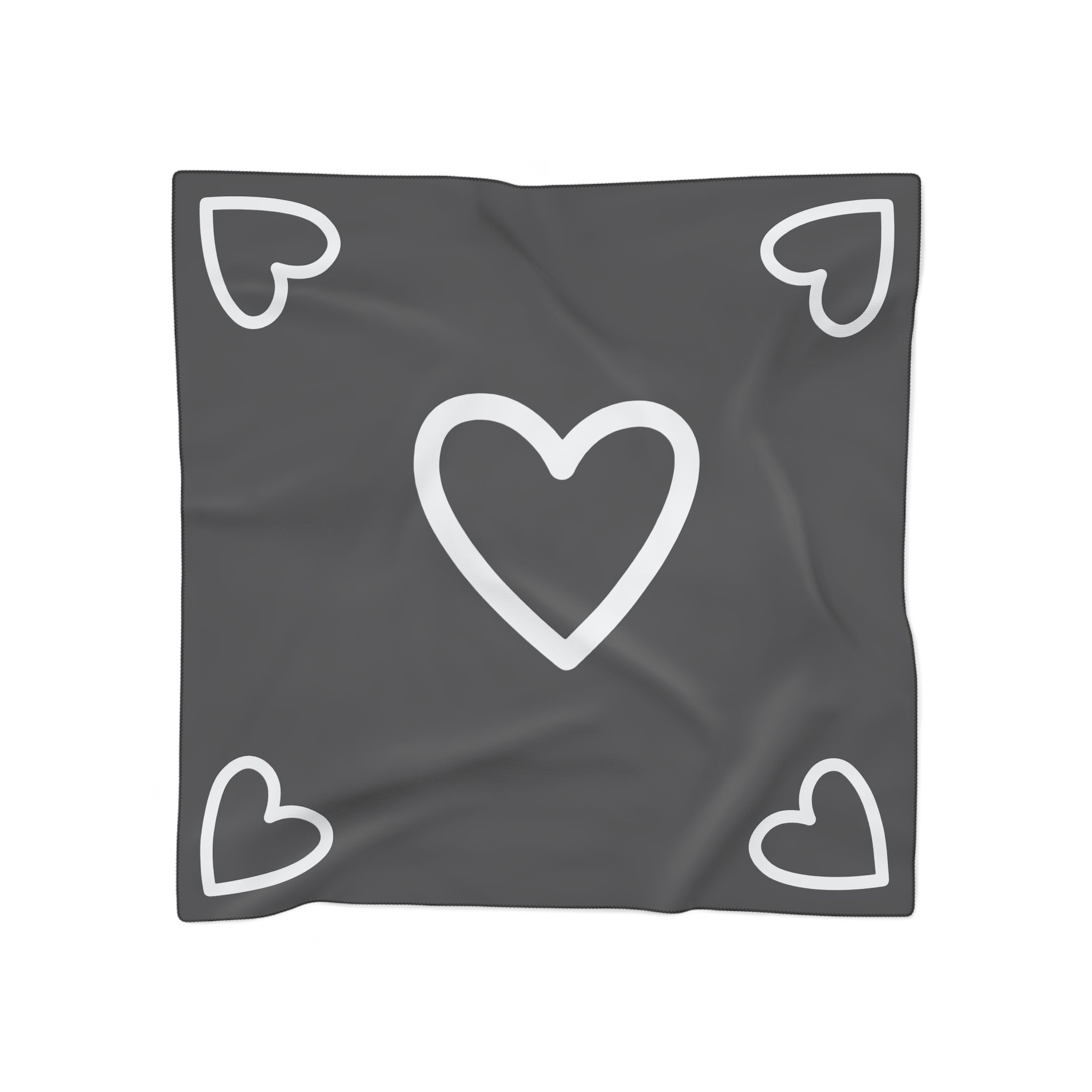 Heart Border Poly Scarf — Black & White Lightweight Fashion Wrap