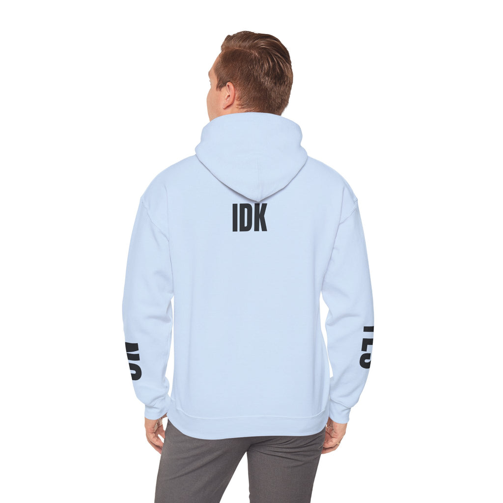 Maybe / IDK Graphic Hoodie — 'MAYBE' Front with 'IDK' Back and 'YES/NO' Sleeve Text