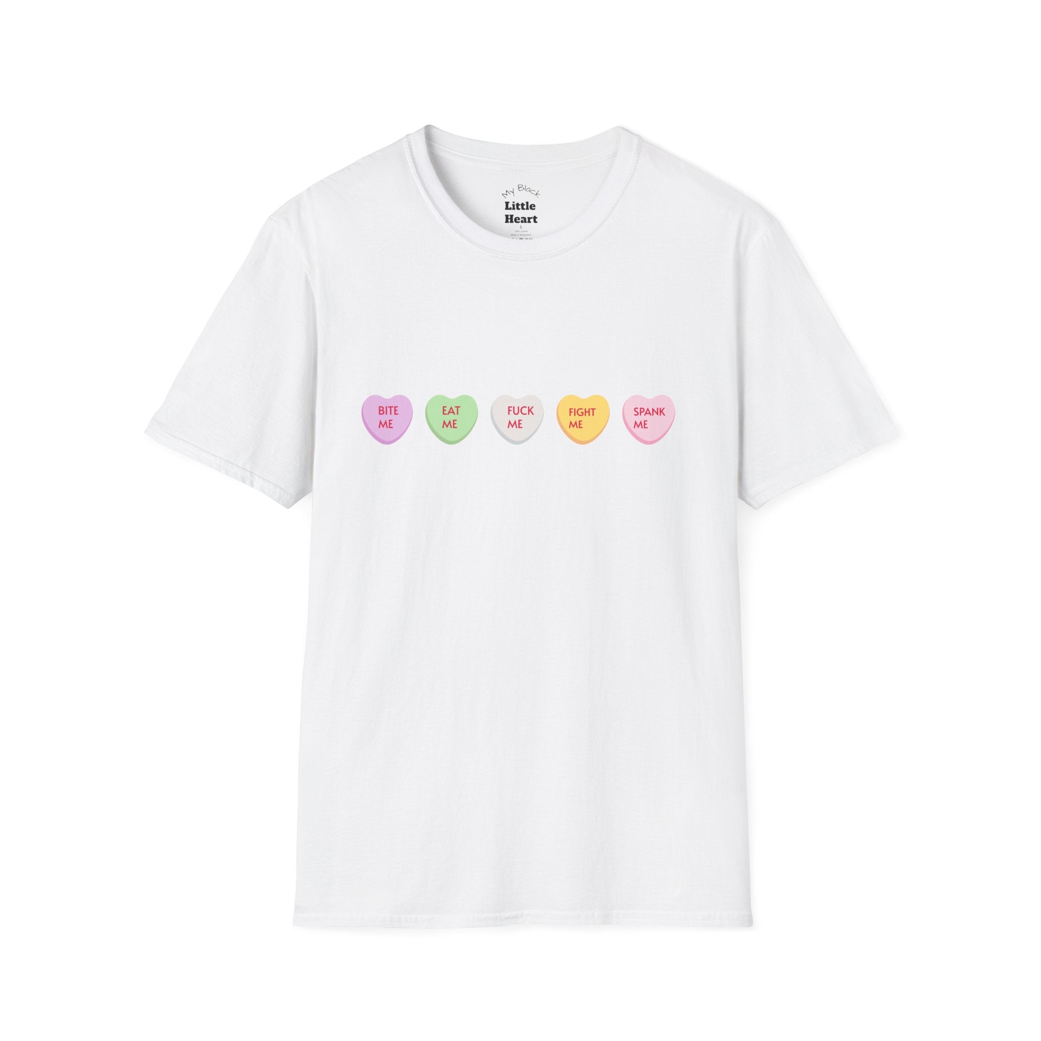 Conversation Heart Slogans T-Shirt — Playful Candy Heart Messages
