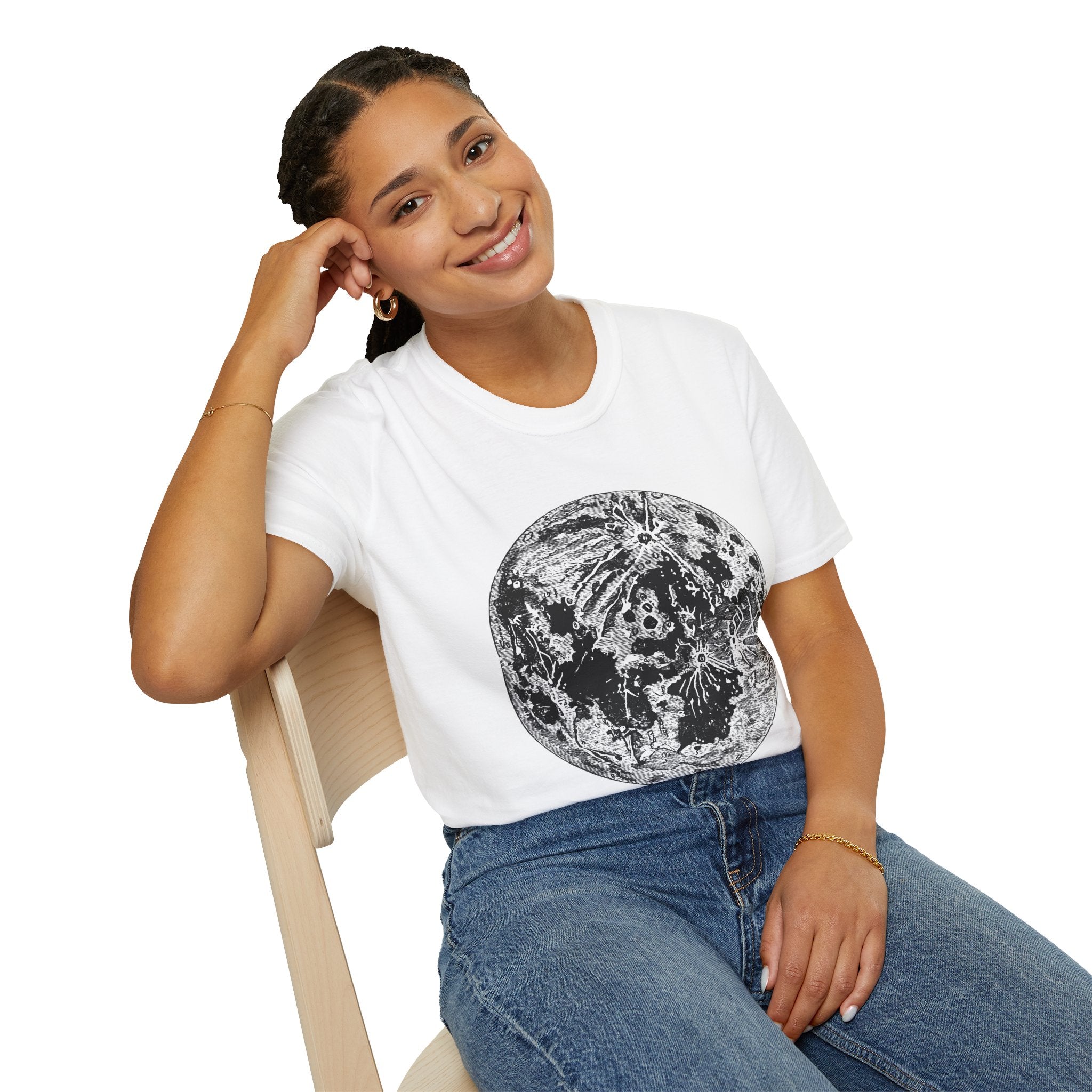Moon Phases T-Shirt — Vintage Lunar Print Tee for Stargazers