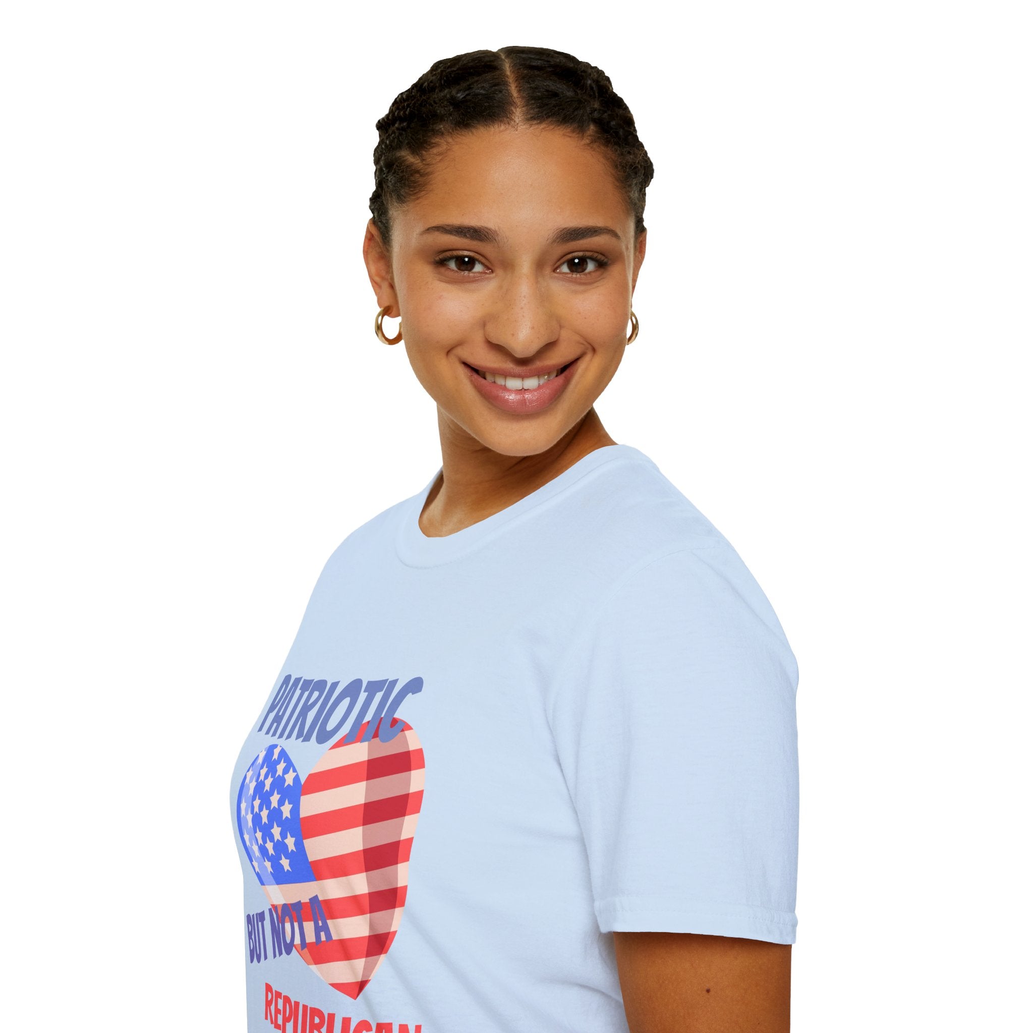 Patriotic Heart T-Shirt — "Patriotic but Not a Republican" Graphic Tee