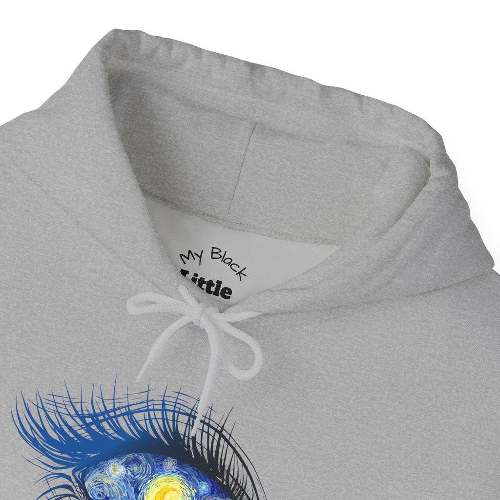 Starry Eye Hoodie — Artistic Blue Galaxy Eye Graphic Sweatshirt