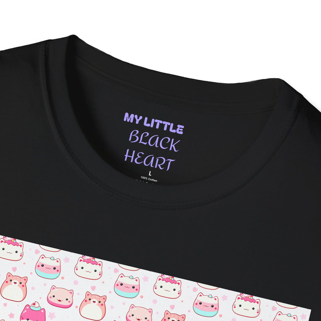 Cute Pink Cat Pattern T-Shirt — Kawaii Kitty Repeat Graphic Tee