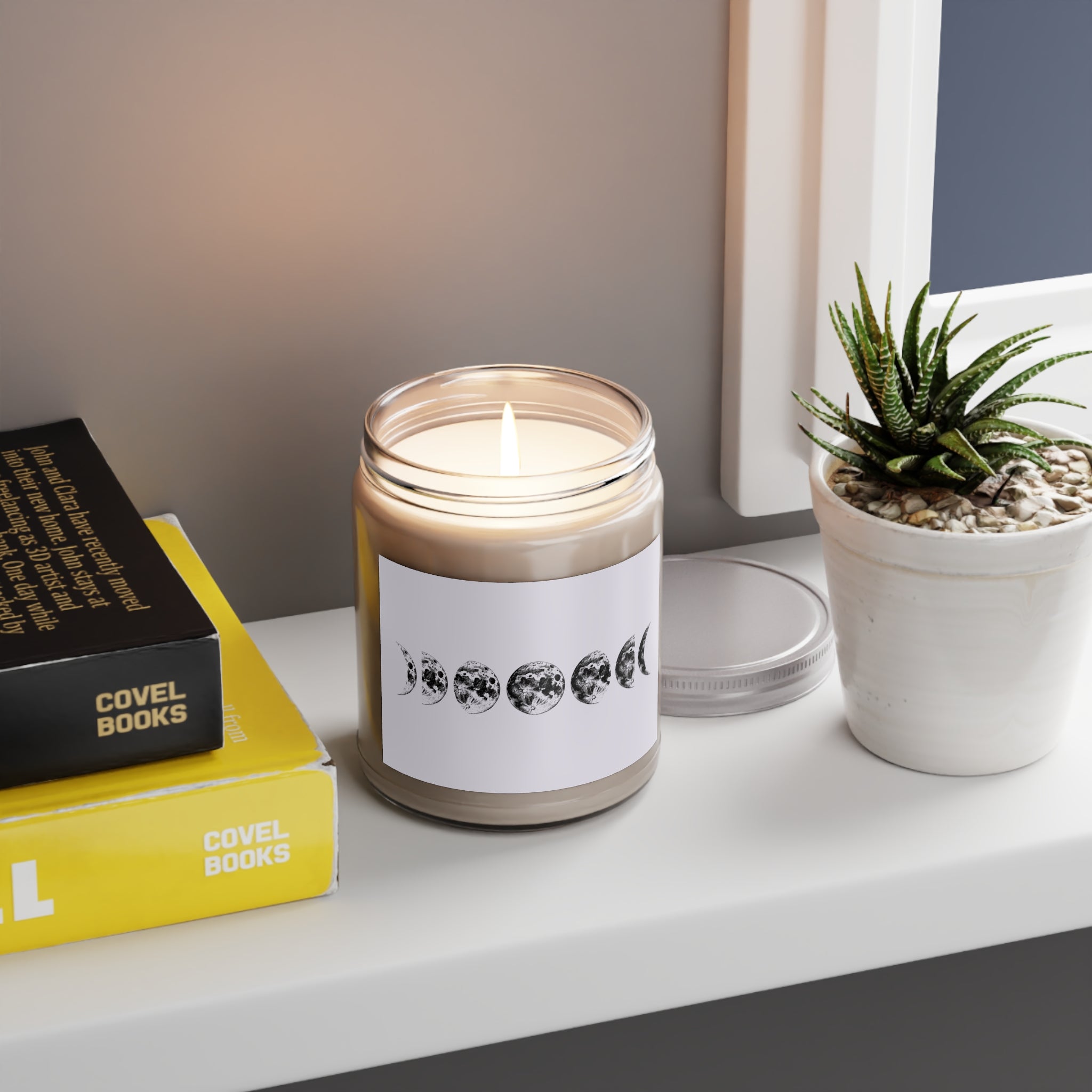 Moon Phase Soy Candle — 9oz Scented Jar with White Lid