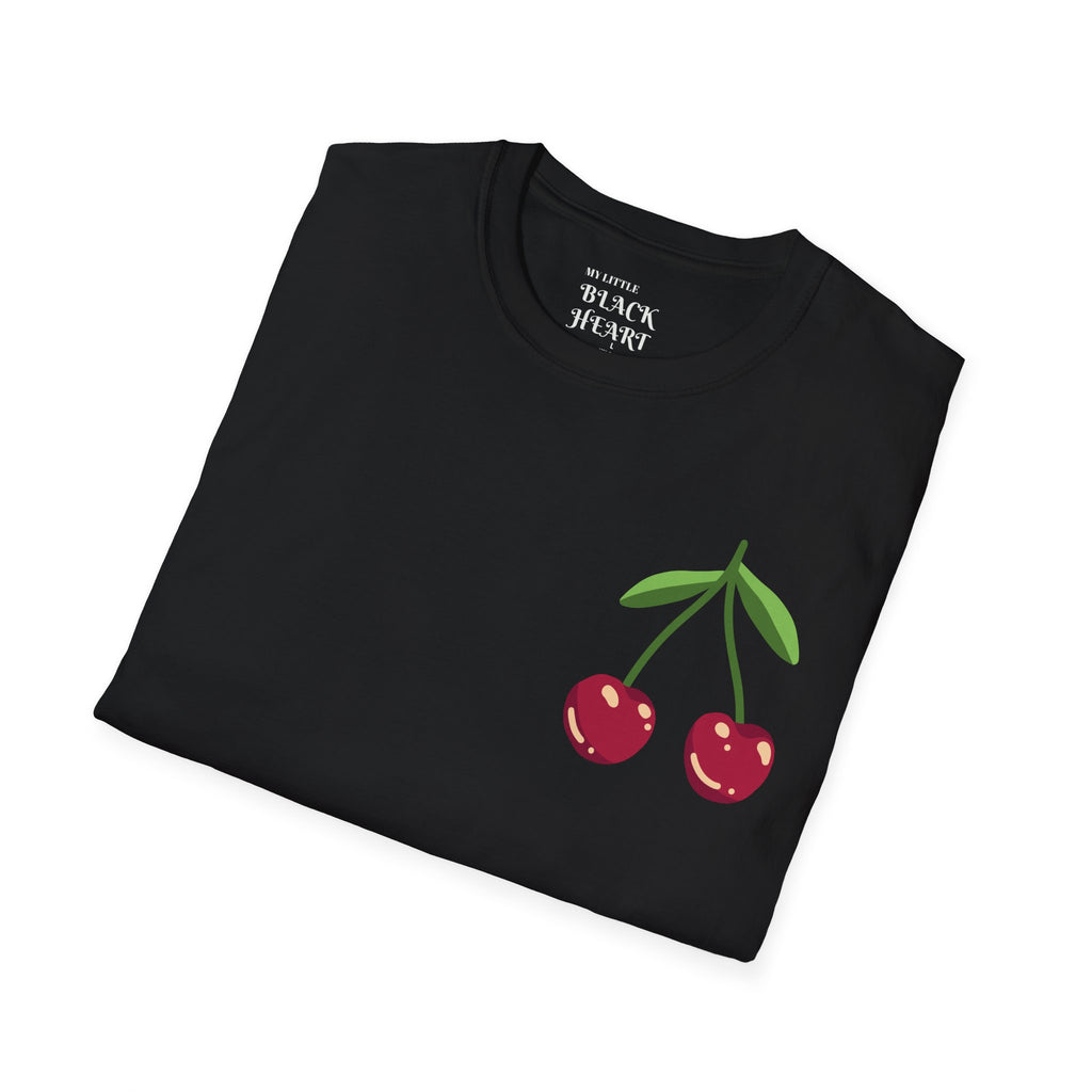 Cherry Graphic T-Shirt — Cute Minimalist Fruit Pocket Tee