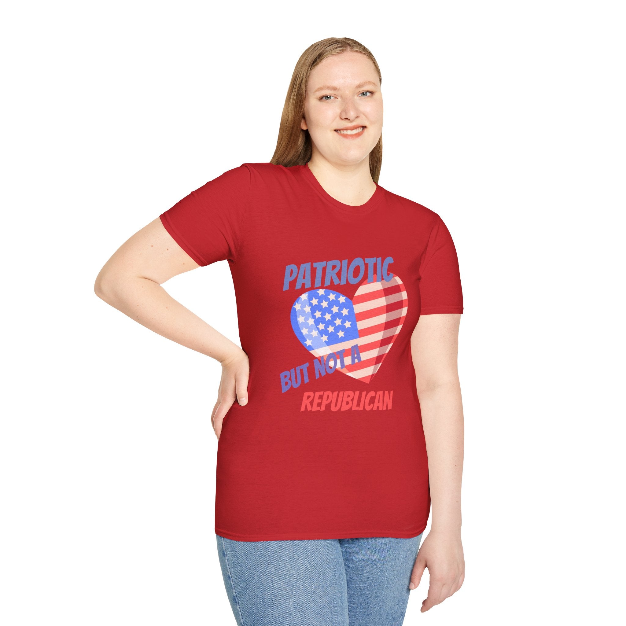 Patriotic Heart T-Shirt — "Patriotic but Not a Republican" Graphic Tee