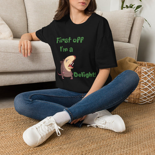 Funny Shark Tee — "First off I'm a Delight" Graphic T-Shirt