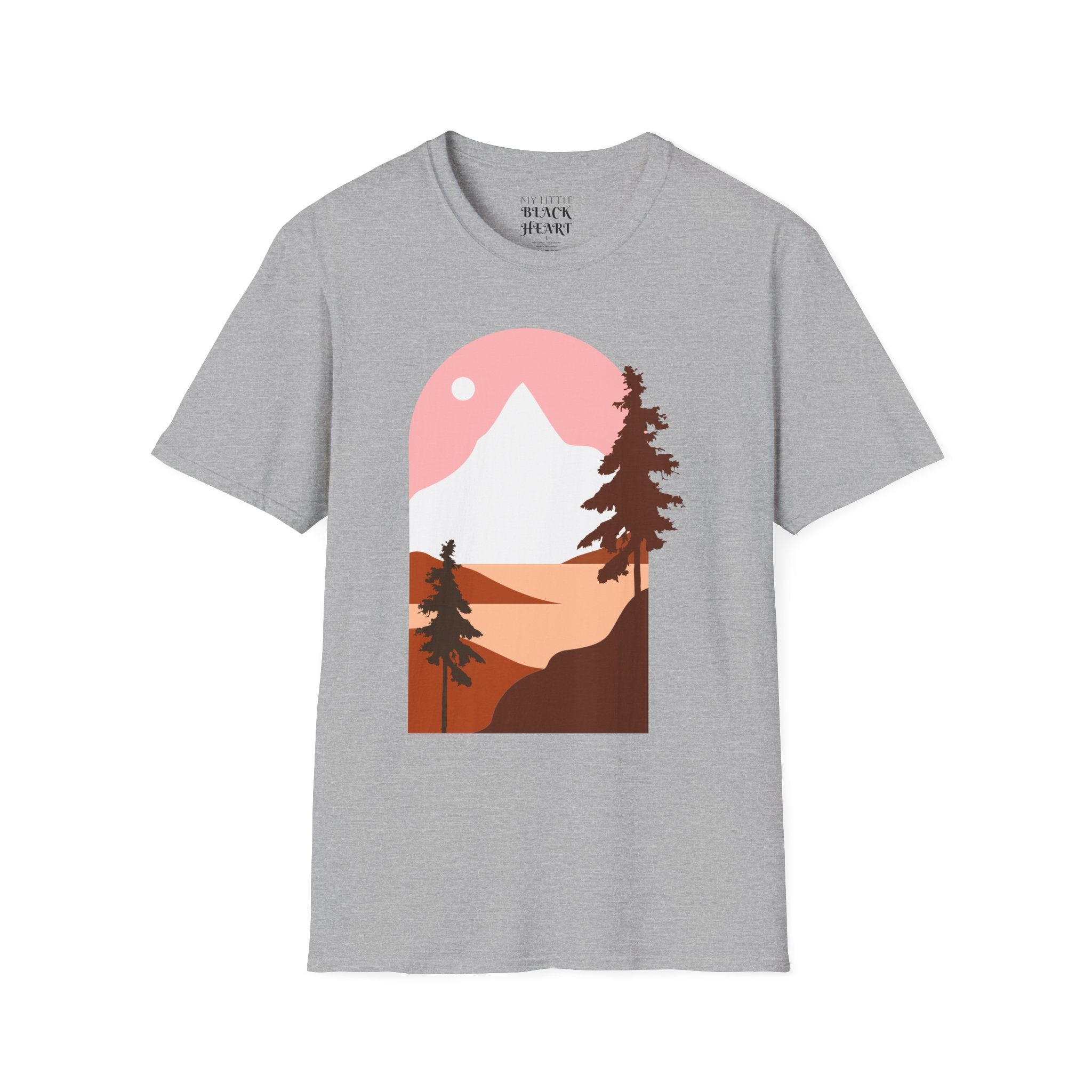 Mountain Sunset T-Shirt — Pink Scenic Nature Graphic Tee