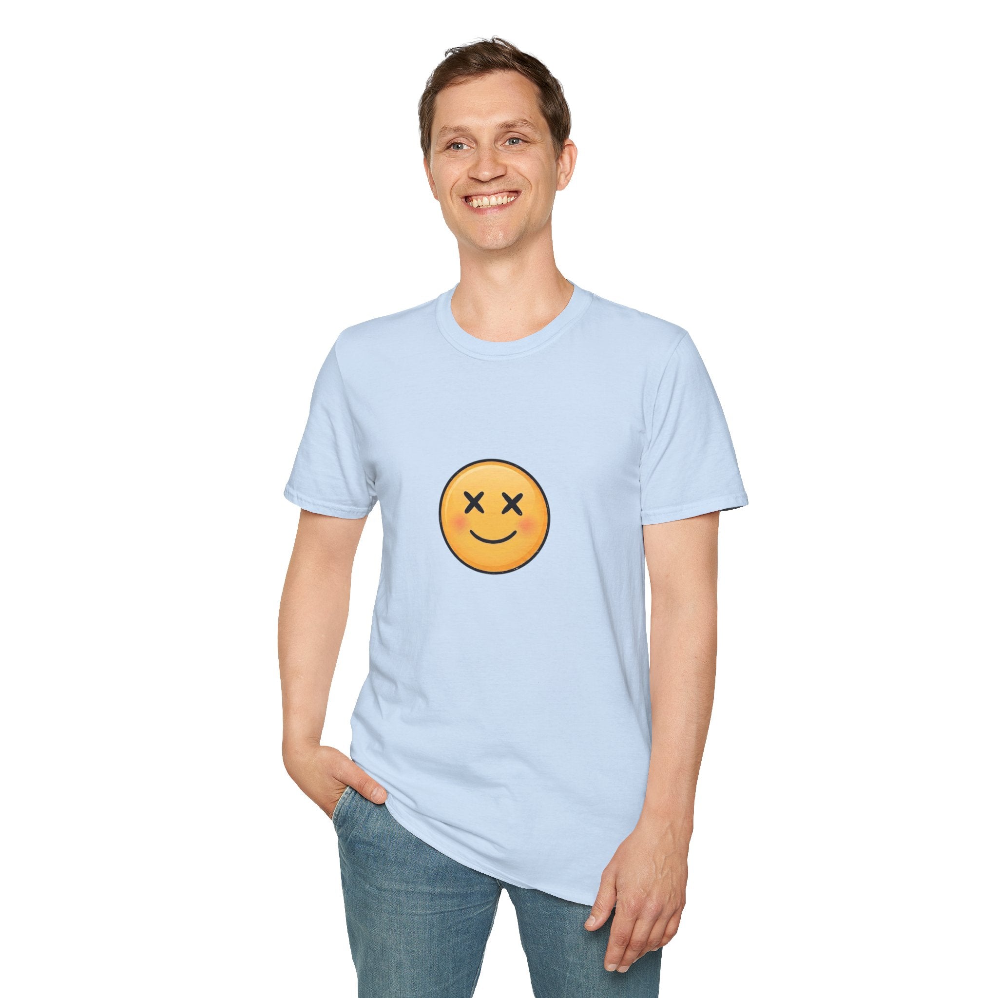 Smiling X-Eyes Emoji T-Shirt — Cute Playful Graphic Tee