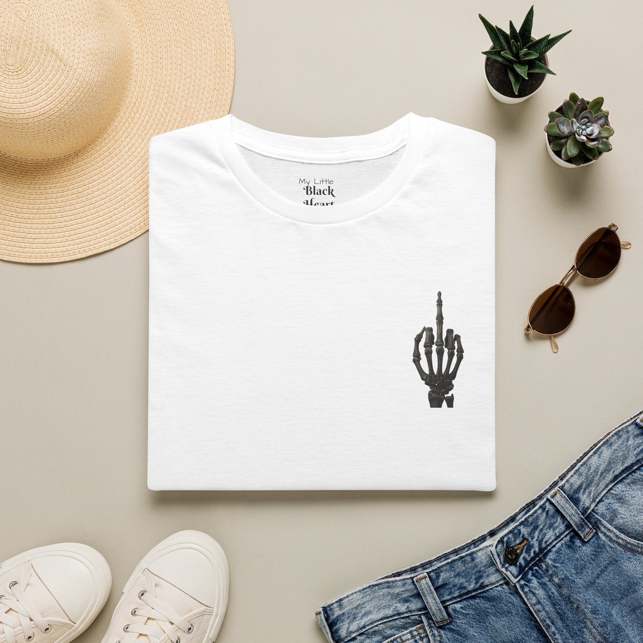 Skeleton Hand Middle Finger T-Shirt — Minimal Gothic Graphic Tee