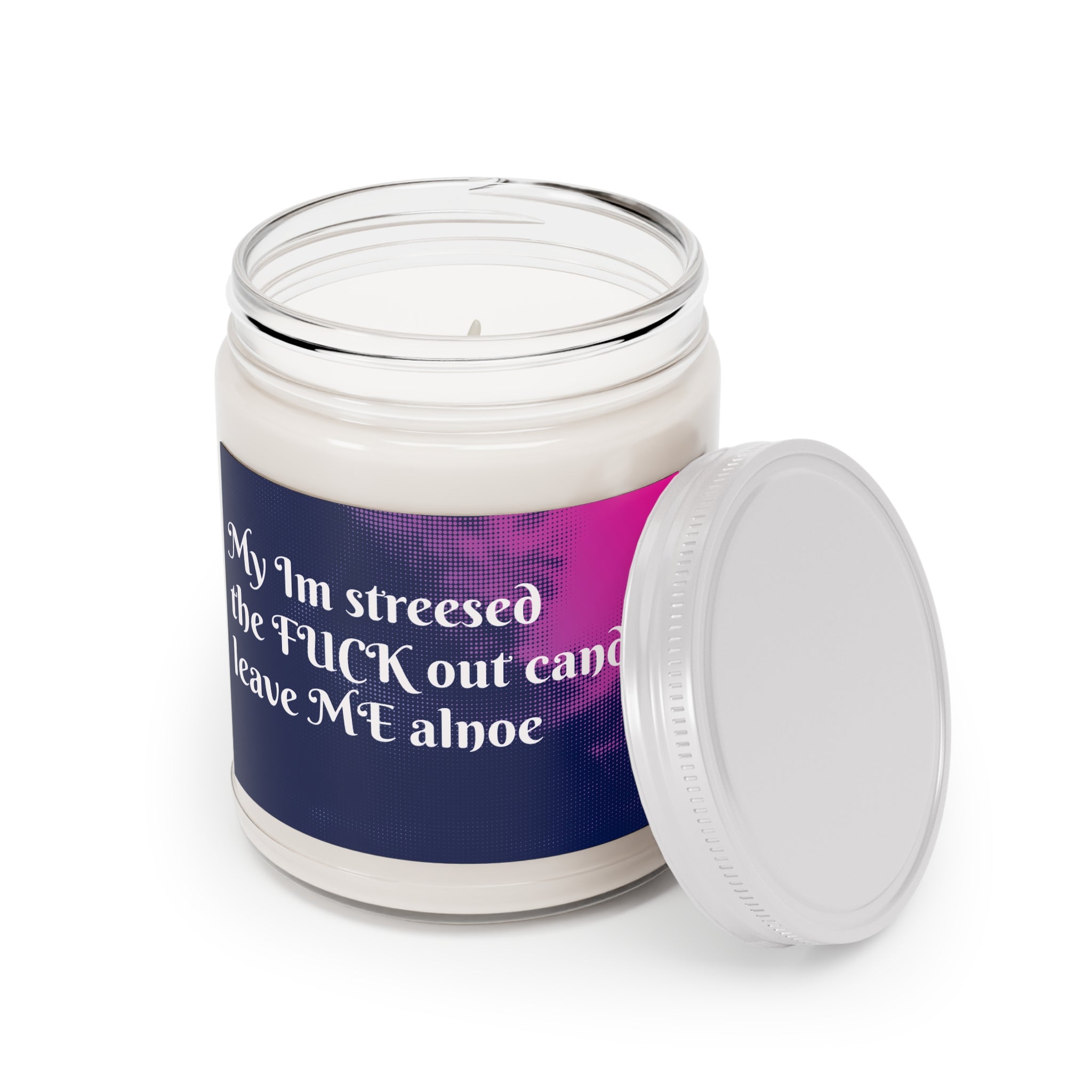 9oz Soy Candle — "I'm Stressed" Funny Swear Candle with White Lid (Relaxing Scent)