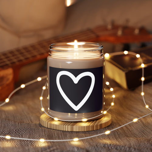 9oz Scented Soy Candle — Black Label White Heart (White Lid)