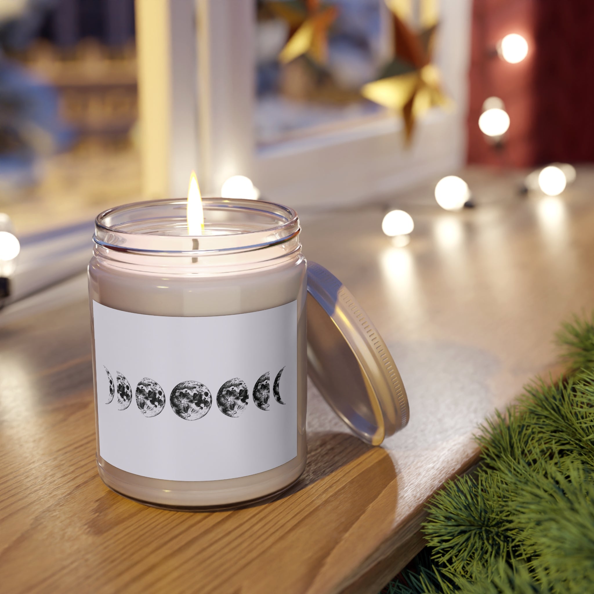 Moon Phase Soy Candle — 9oz Scented Jar with White Lid