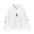 Hoodie — Minimal Skeleton Hand Middle Finger Graphic with Script Sleeve