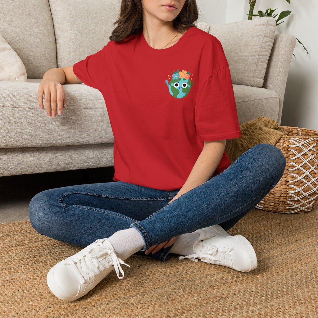 Earth Buddy Graphic T-Shirt — Cute Floral Globe Design