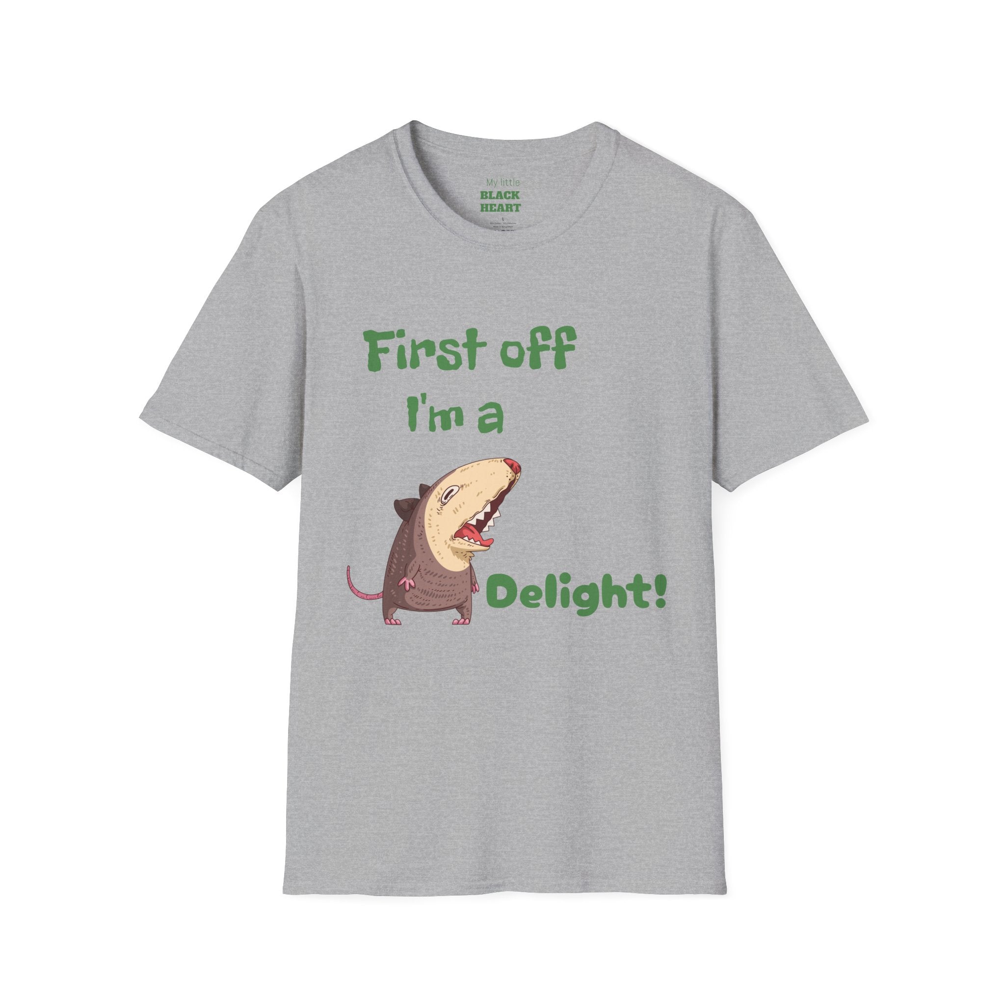 Funny Shark Tee — "First off I'm a Delight" Graphic T-Shirt