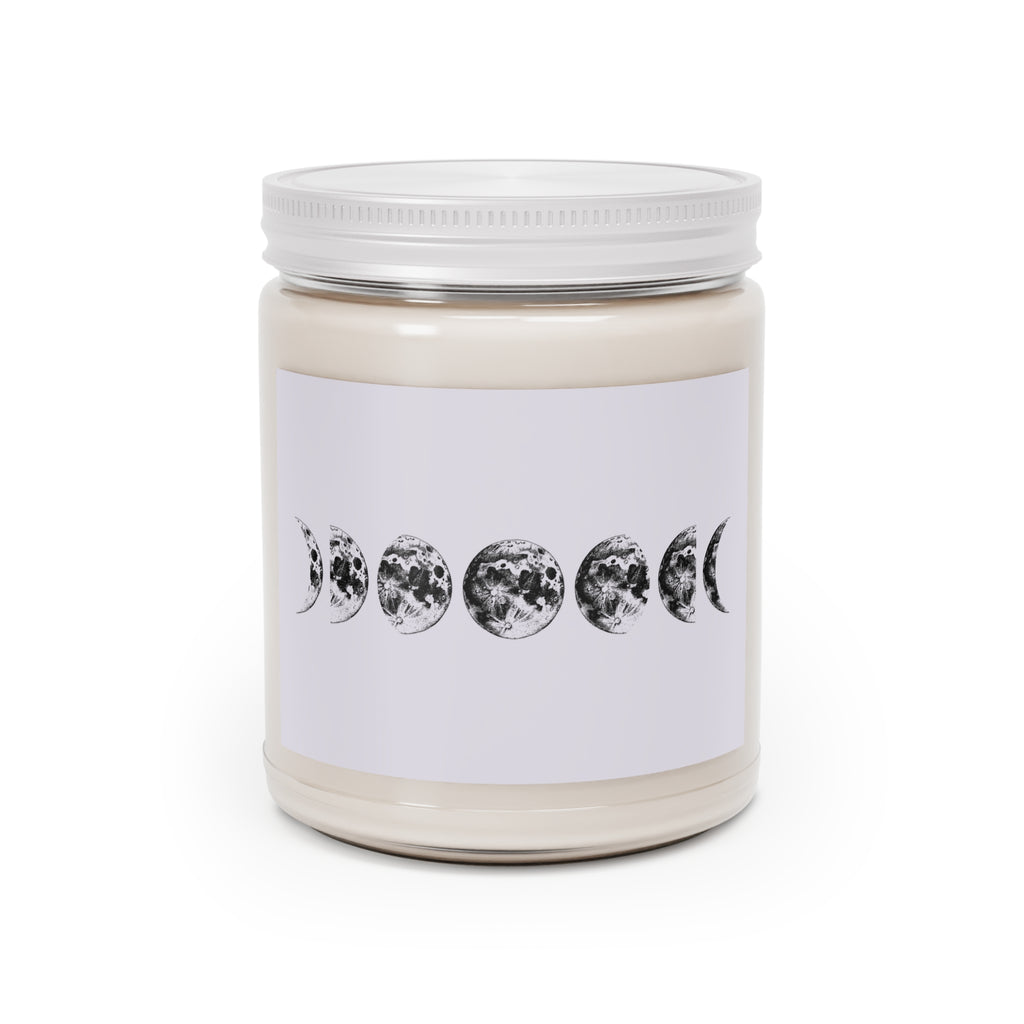 Moon Phase Soy Candle — 9oz Scented Jar with White Lid