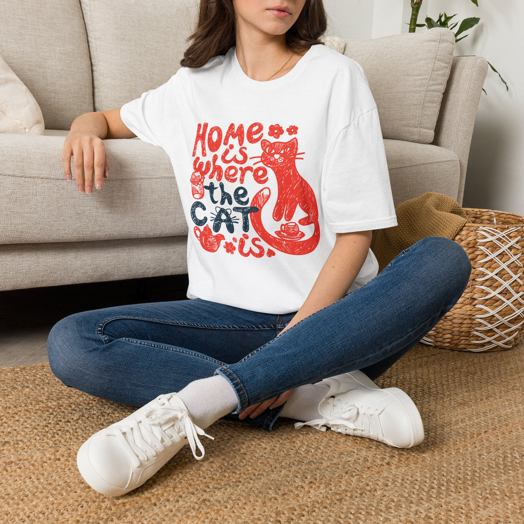 Home Is Where The Cat Is T-Shirt — Cute Cat Lover Tee