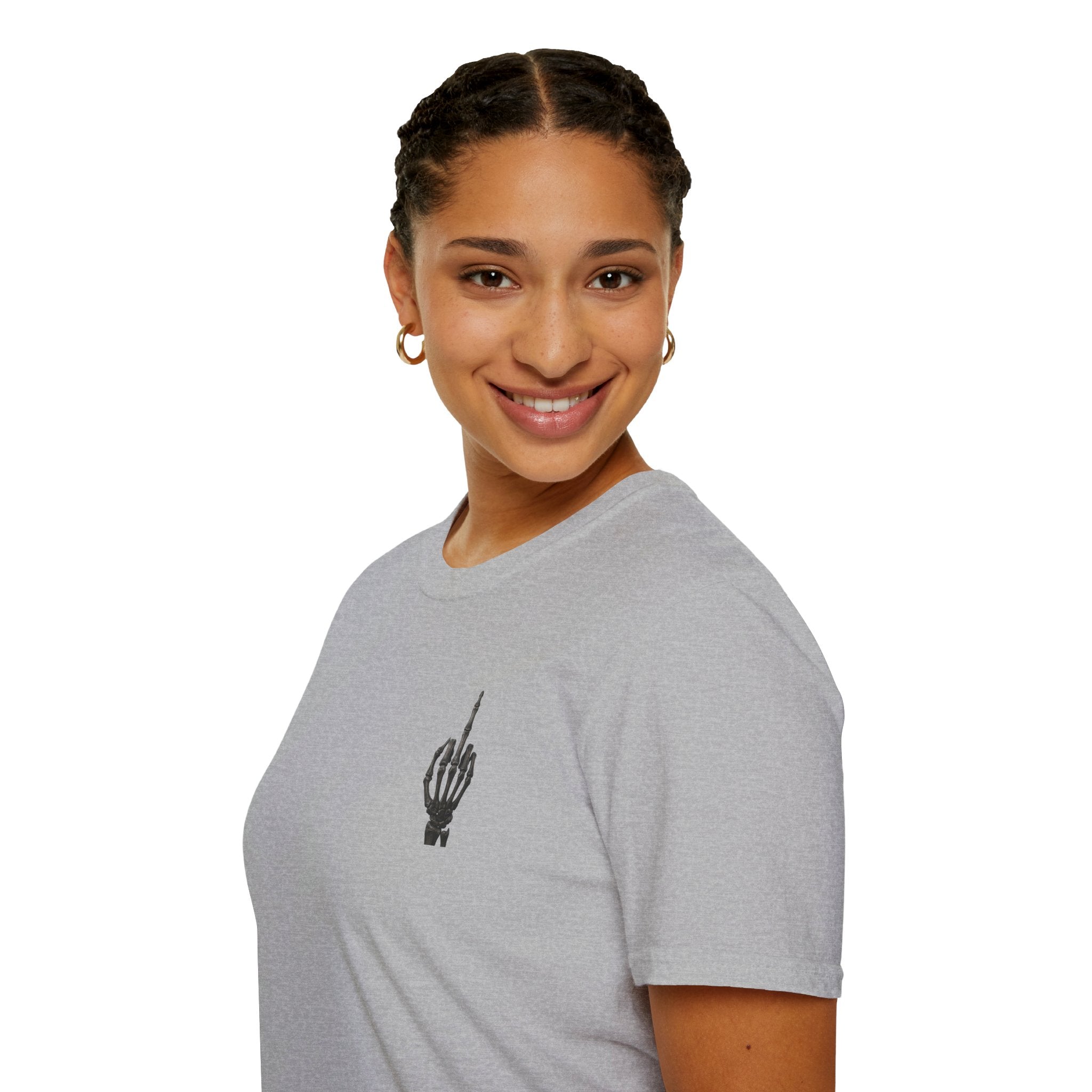 Skeleton Hand Middle Finger T-Shirt — Minimal Gothic Graphic Tee