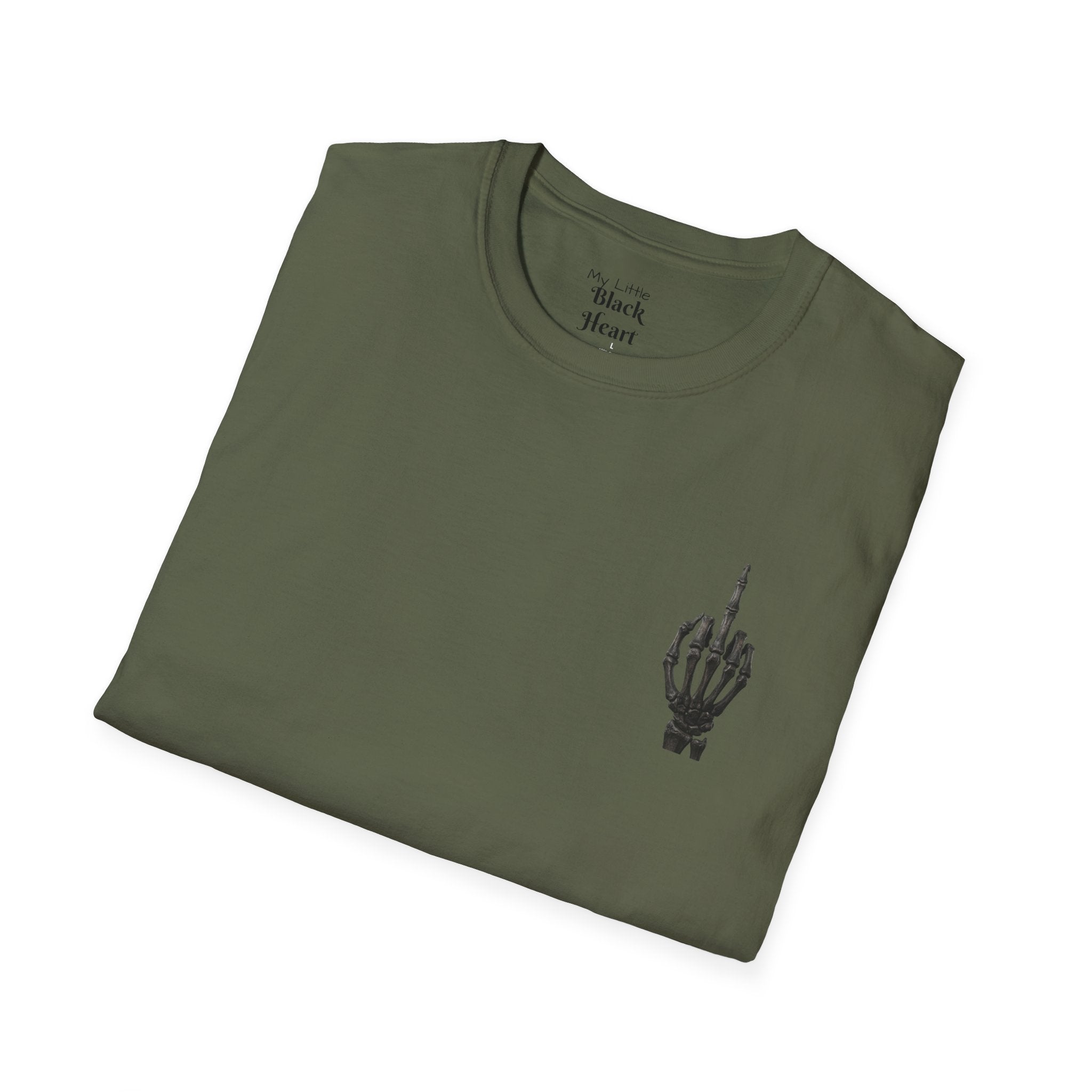 Skeleton Hand Middle Finger T-Shirt — Minimal Gothic Graphic Tee
