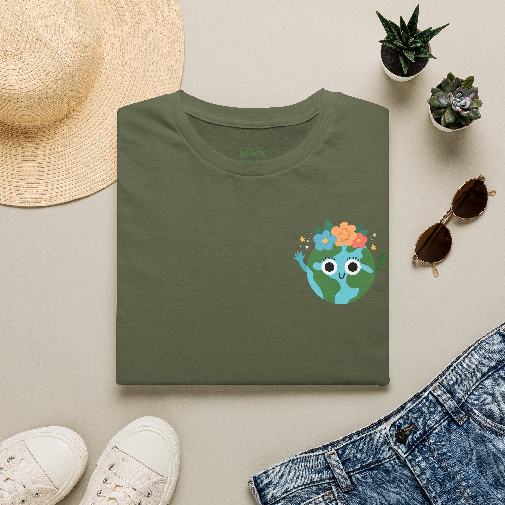 Earth Buddy Graphic T-Shirt — Cute Floral Globe Design