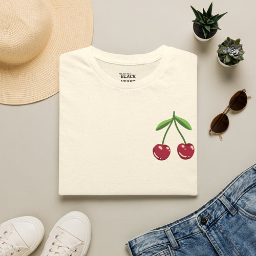 Cherry Pocket T-Shirt — Minimal Retro Cherry Graphic Tee