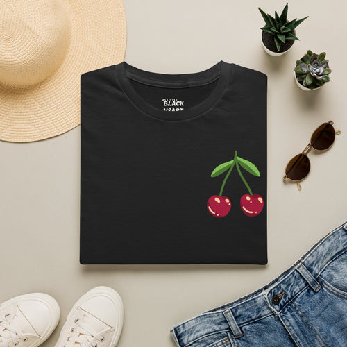 Cherry Pocket T-Shirt — Minimal Retro Cherry Graphic Tee