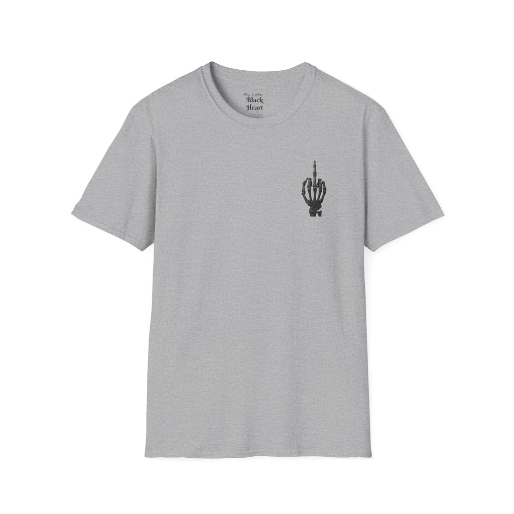 Skeleton Hand Middle Finger T-Shirt — Minimal Gothic Graphic Tee