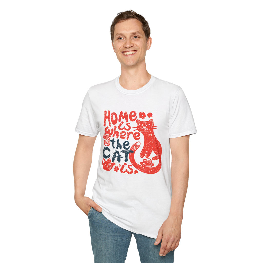 Home Is Where The Cat Is T-Shirt — Cute Cat Lover Tee