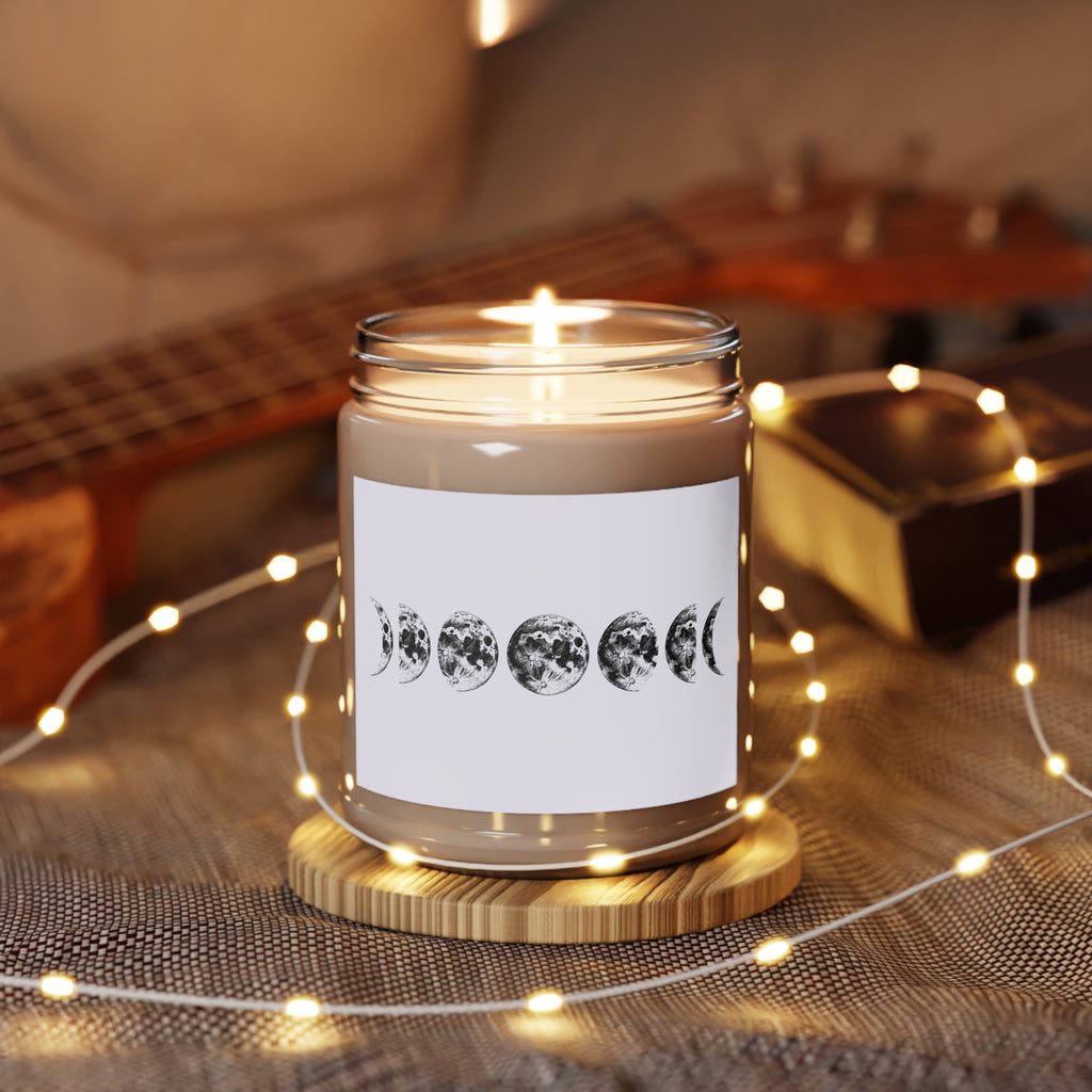 Moon Phase Soy Candle — 9oz Scented Jar with White Lid