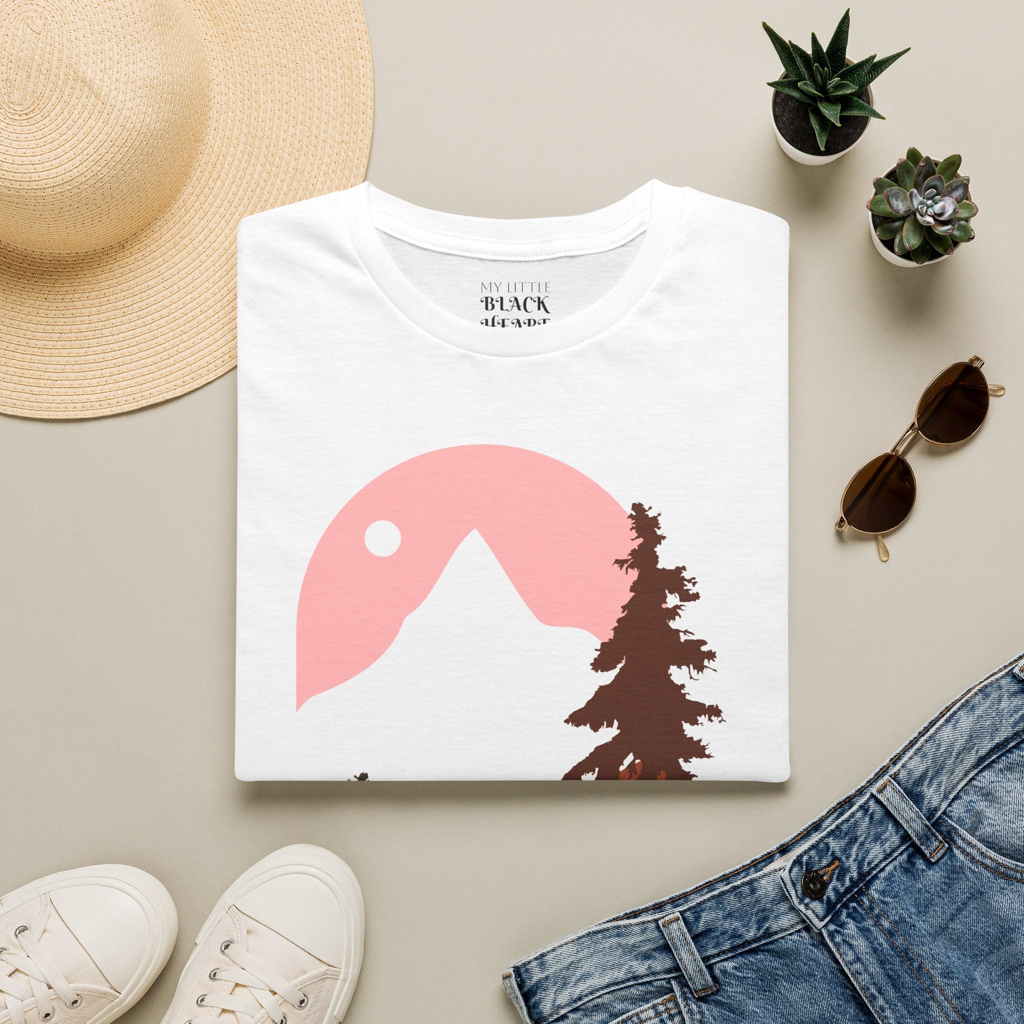 Mountain Sunset T-Shirt — Pink Scenic Nature Graphic Tee