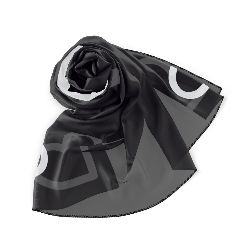 Heart Border Poly Scarf — Black & White Lightweight Fashion Wrap