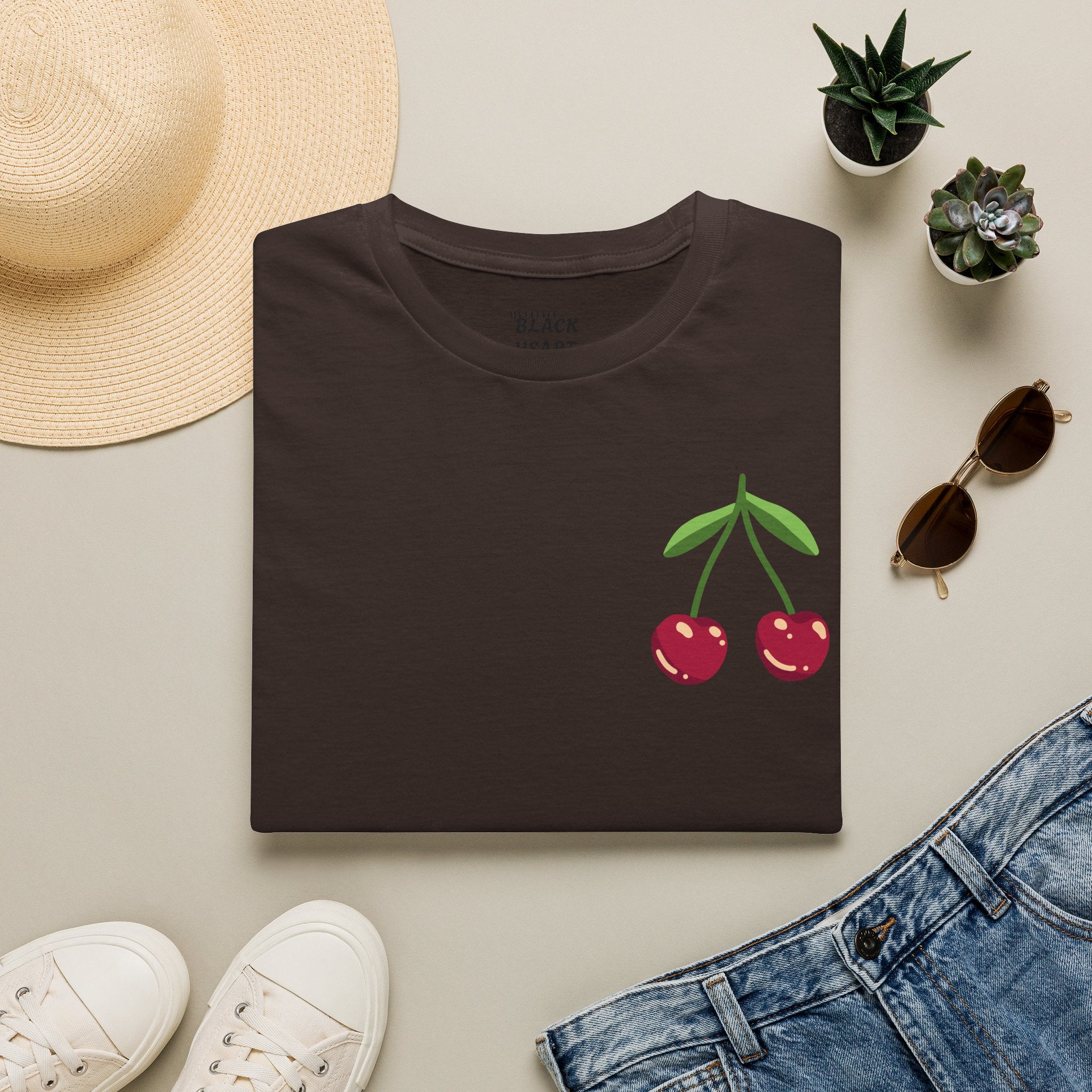 Cherry Pocket T-Shirt — Minimal Retro Cherry Graphic Tee