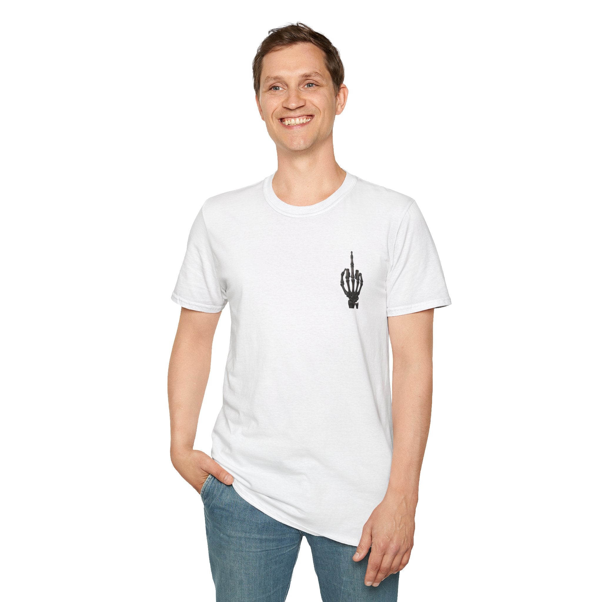 Skeleton Hand Middle Finger T-Shirt — Minimal Gothic Graphic Tee