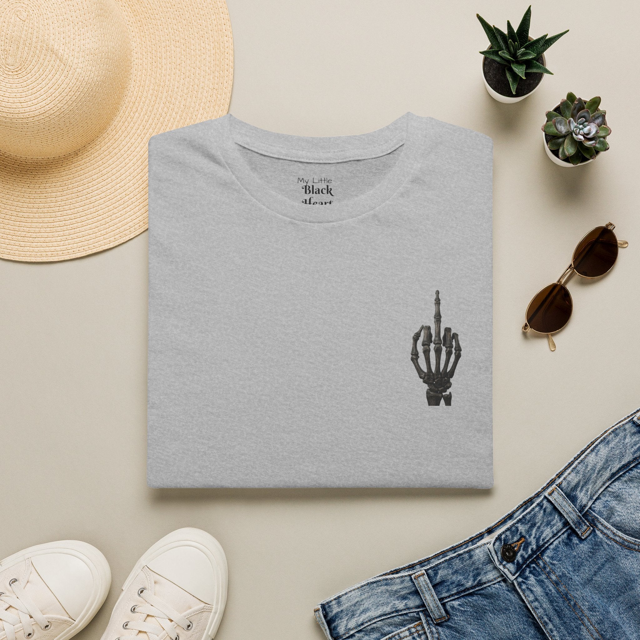 Skeleton Hand Middle Finger T-Shirt — Minimal Gothic Graphic Tee