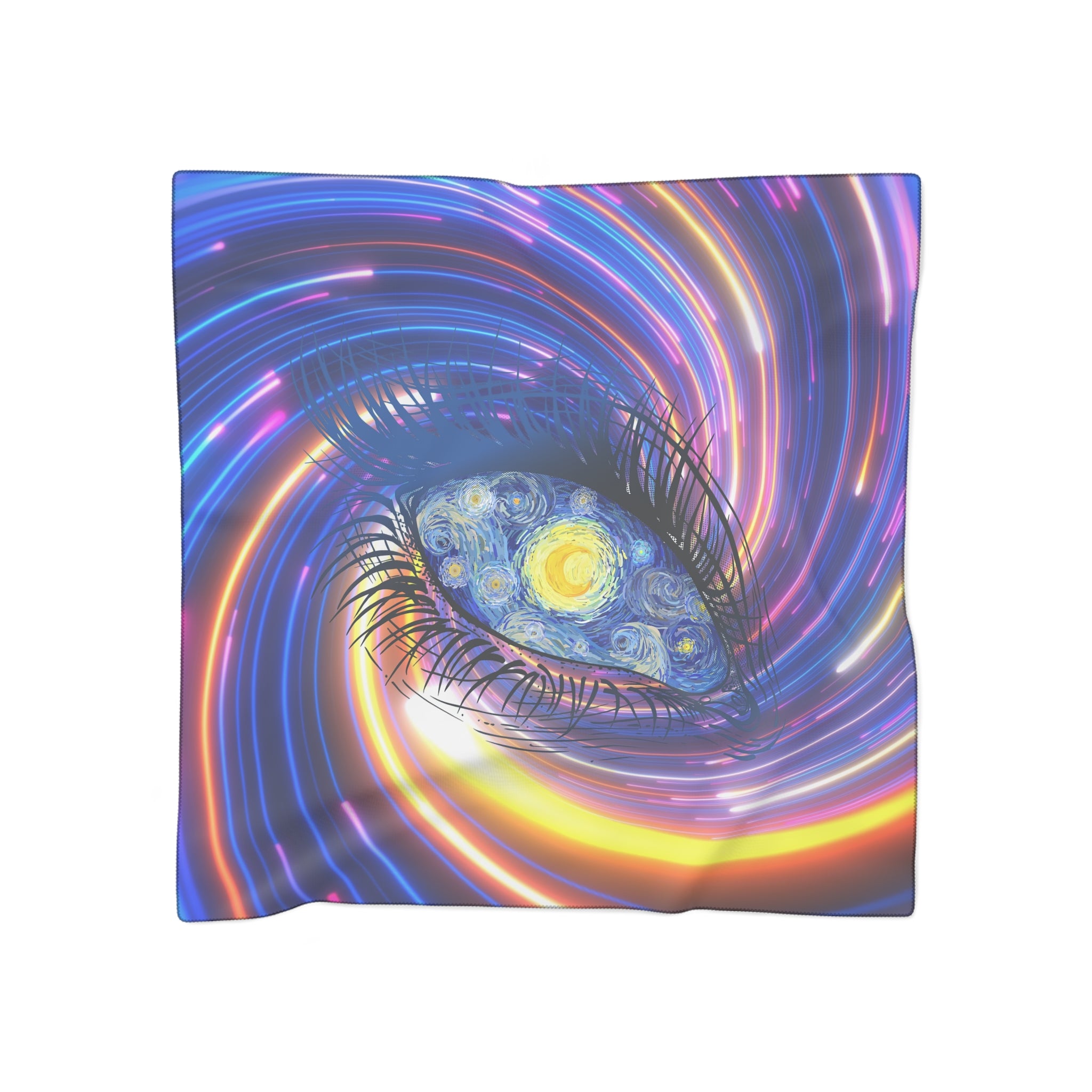 Dreamscape Eye Silk Scarf — Starry Night Swirl Art Print