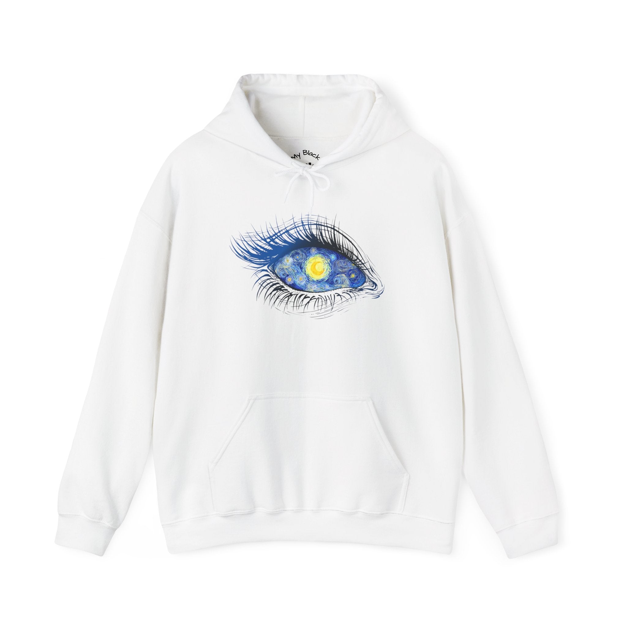 Starry Eye Hoodie — Artistic Blue Galaxy Eye Graphic Sweatshirt