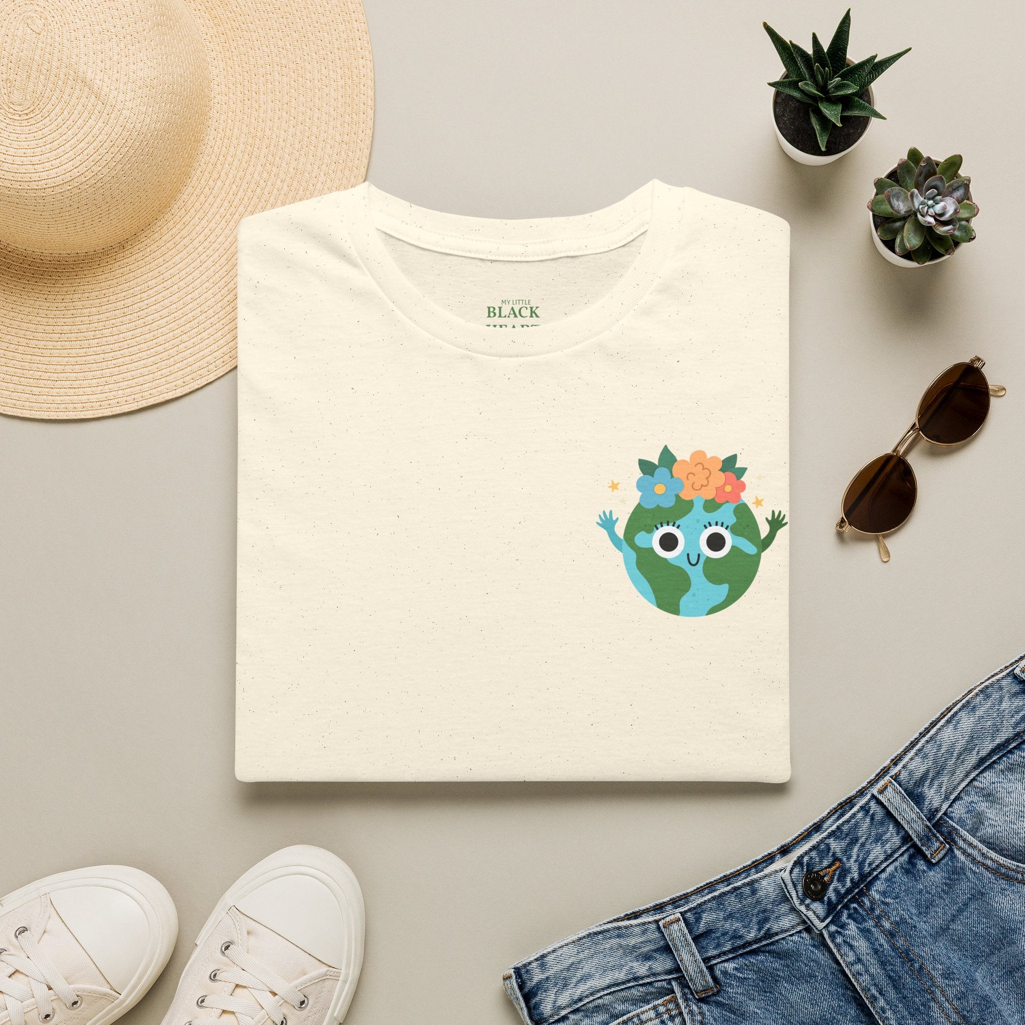 Earth Buddy Graphic T-Shirt — Cute Floral Globe Design