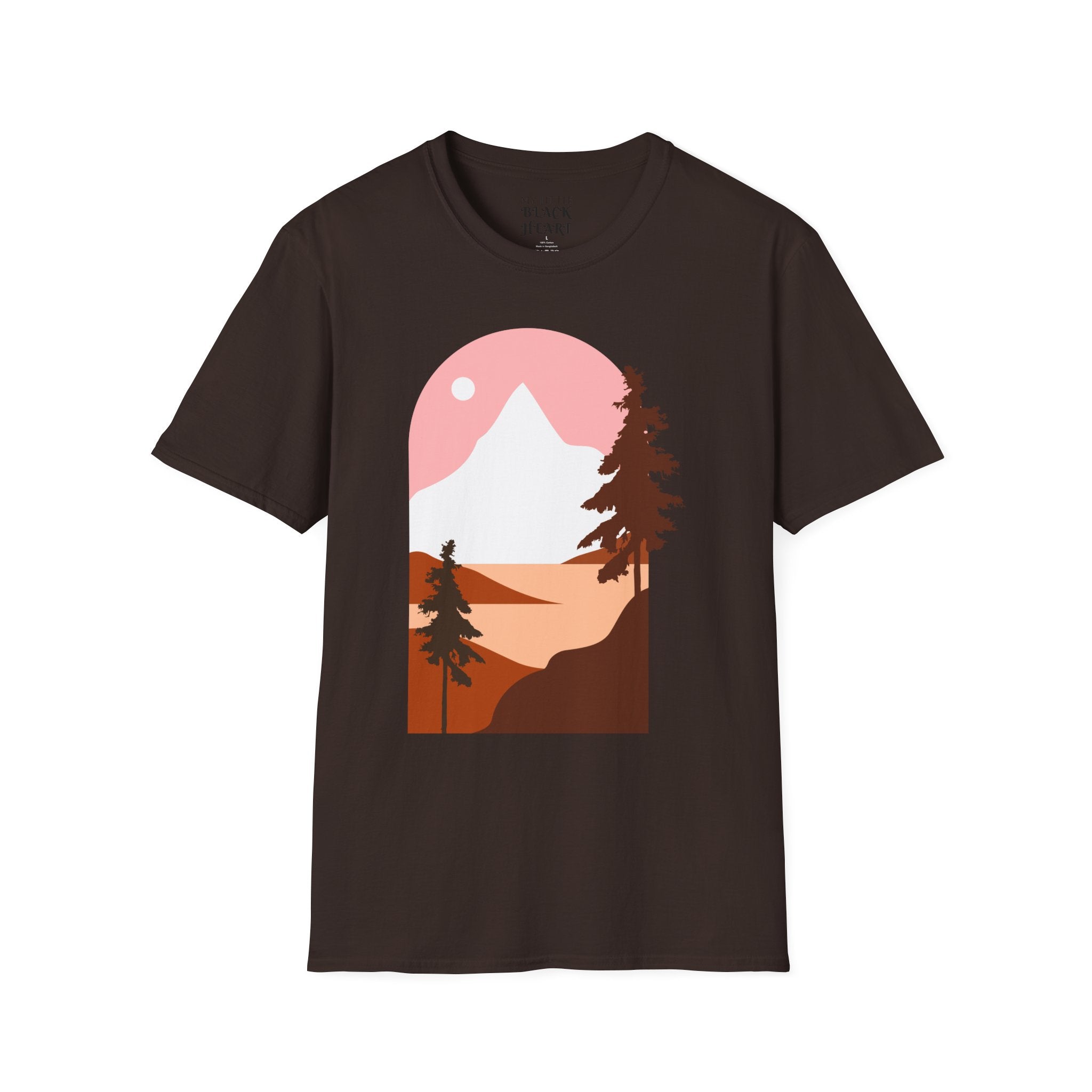Mountain Sunset T-Shirt — Pink Scenic Nature Graphic Tee