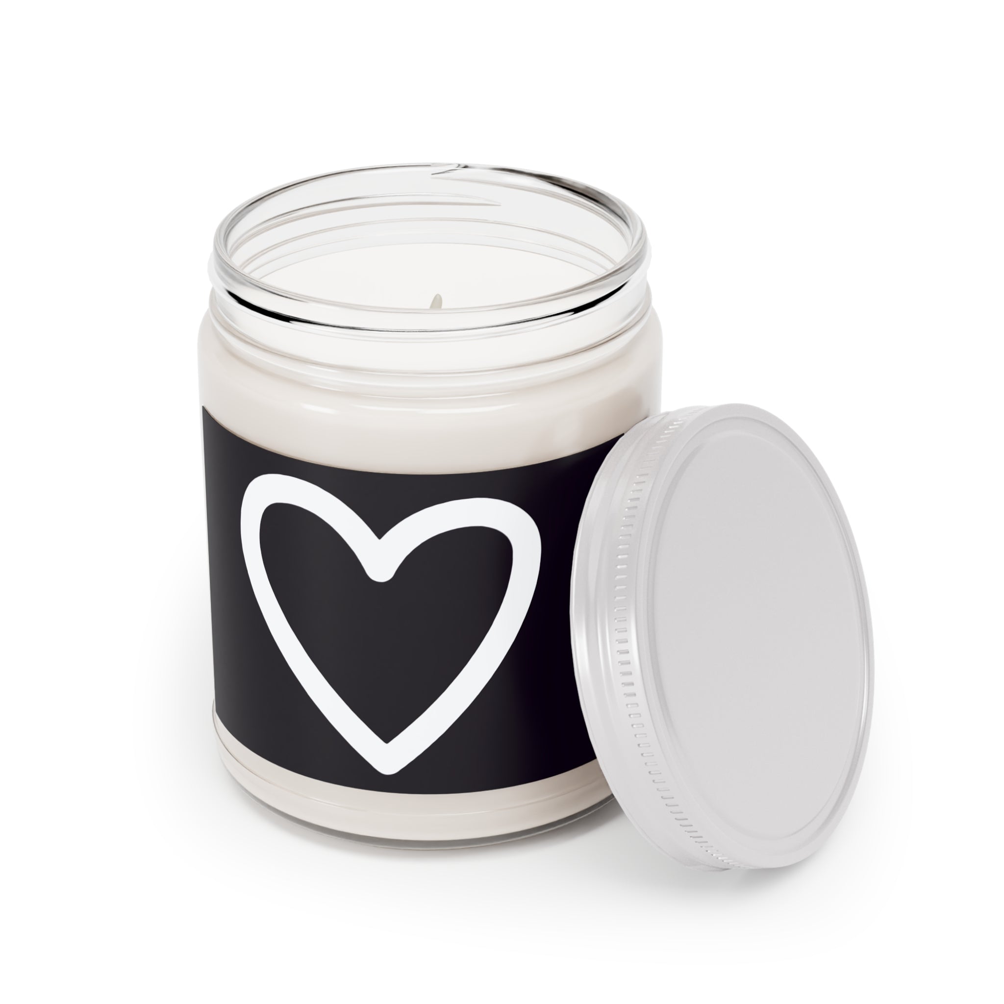 9oz Scented Soy Candle — Black Label White Heart (White Lid)