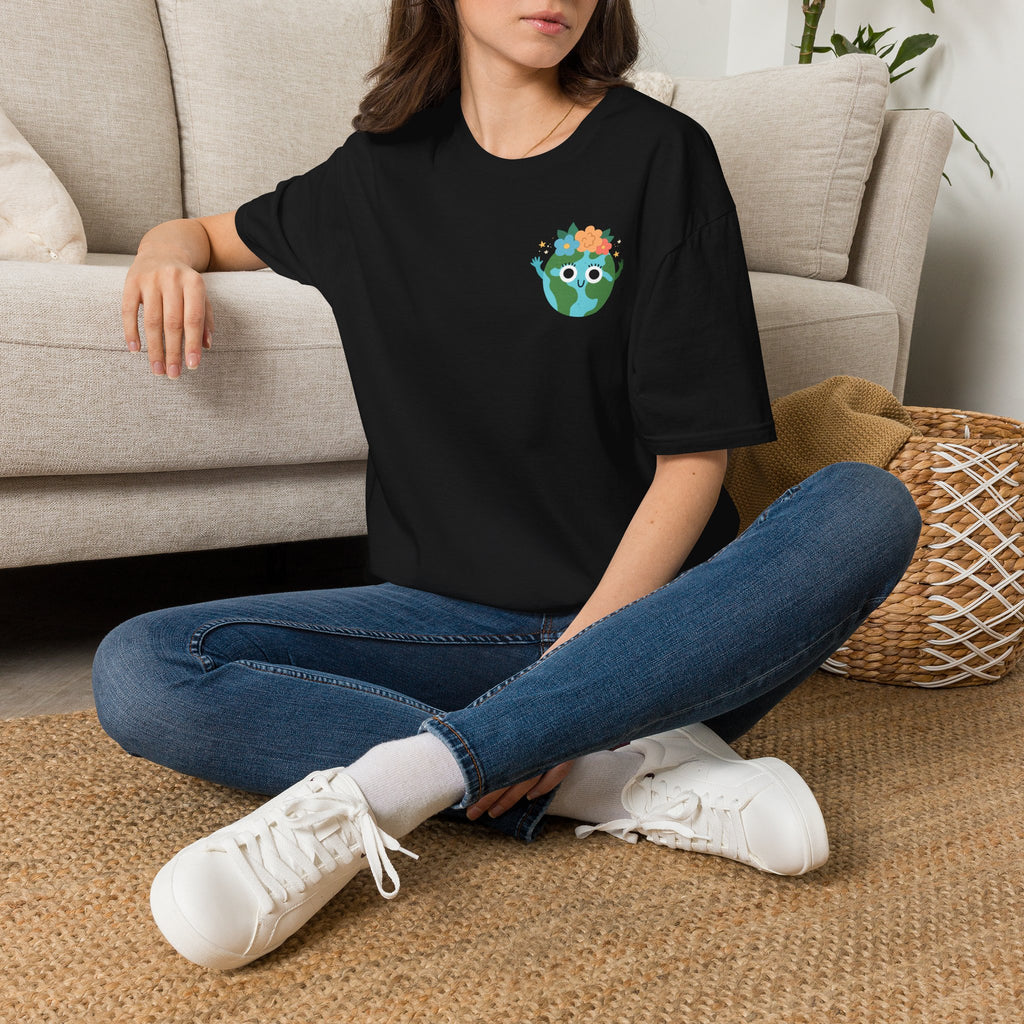 Earth Buddy Graphic T-Shirt — Cute Floral Globe Design